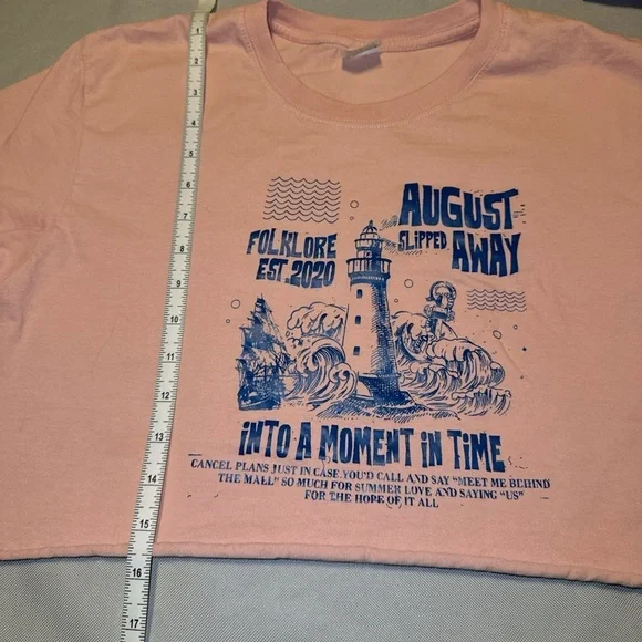 Taylor Swift Lyric Size L Crop T Shirt Folklore August Slipped Away Tee - Picture 7 of 9